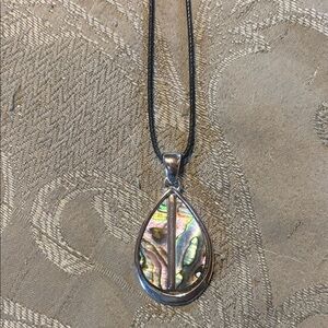 Lia Sophia Silver and Iridescent Teardrop Necklace